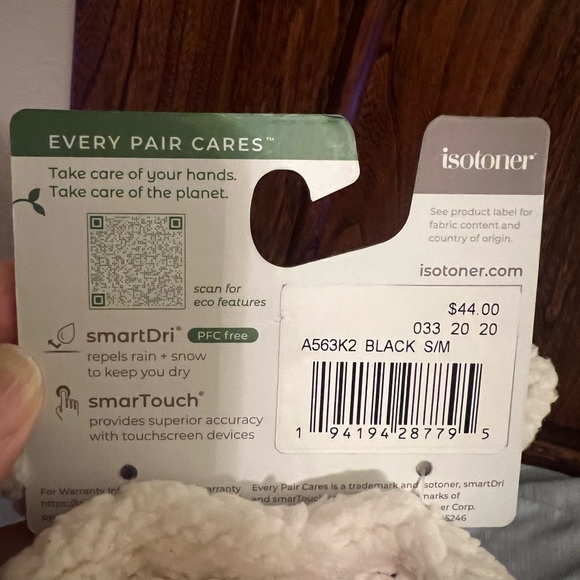 Isotoner Smart Dri/Touch Eco Comfort Recycled Women S/M Gloves,Repels Water, new - Picture 4 of 4